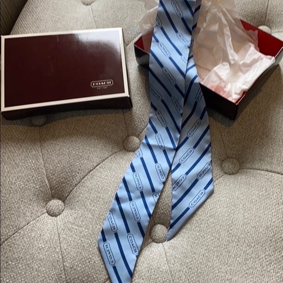 NEW Coach light blue necktie scarf